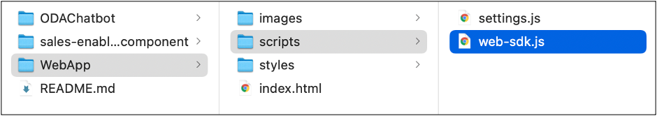 En esta imagen se muestra el archivo Web-sdk en la carpeta WebApp/scripts.