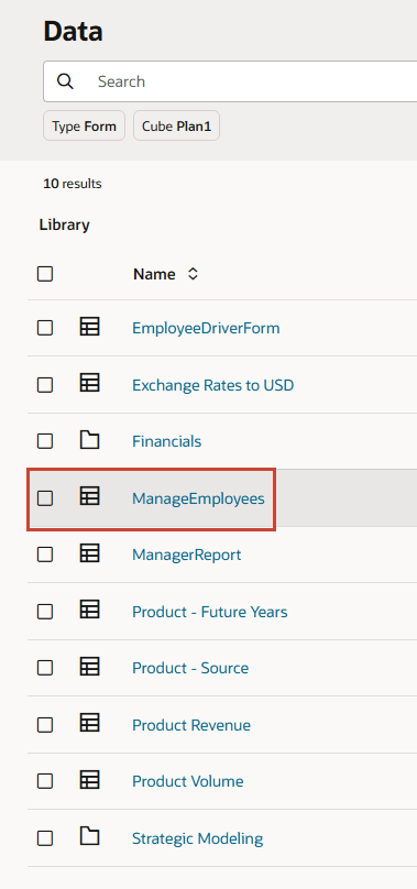 Lista de formularios de entrada de datos