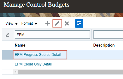 Editar presupuesto de control