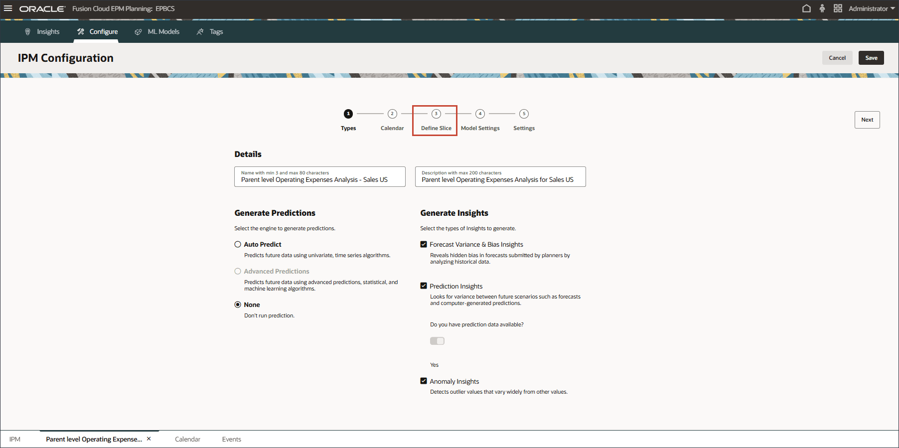 Página Configuración de IPM