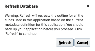 Advertencia de refrescamiento de base de datos