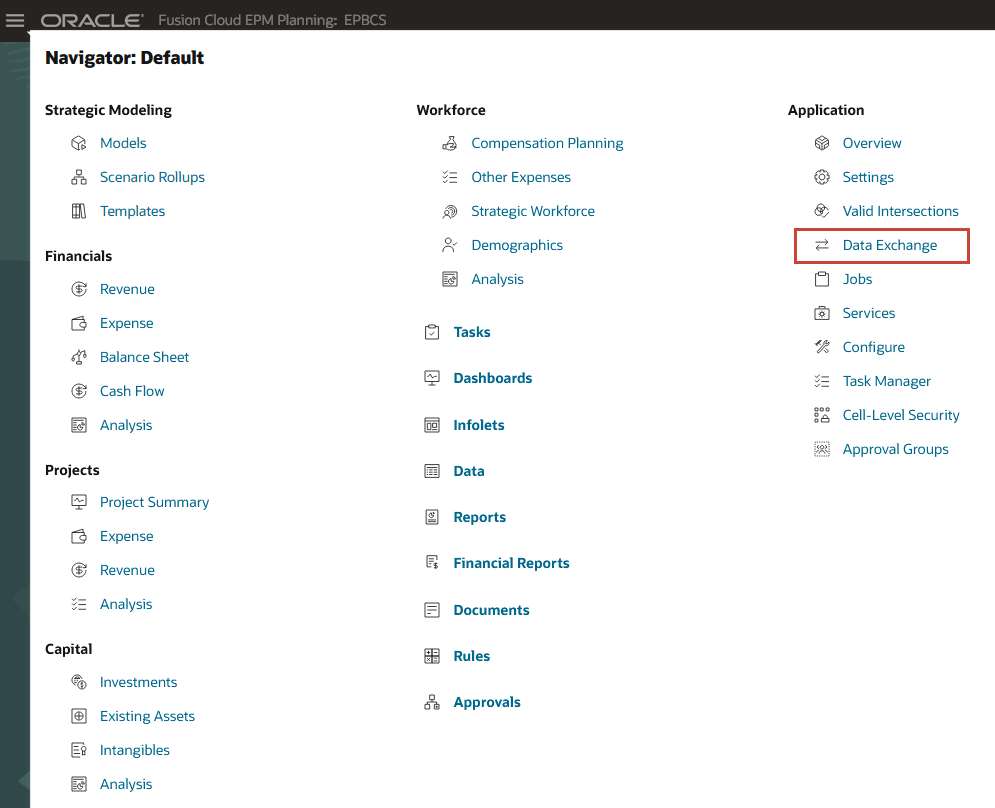 Navegar a Data Exchange