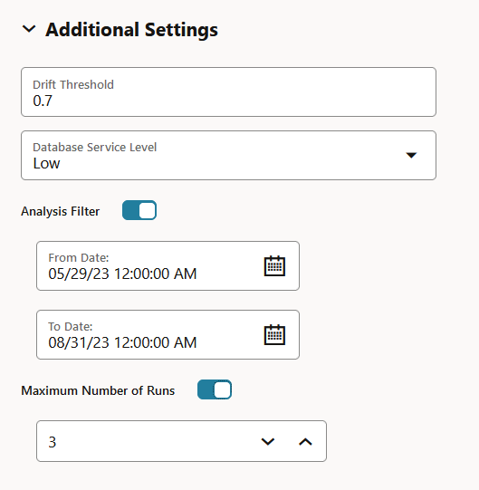 Sección Configuración adicional de supervisión de datos