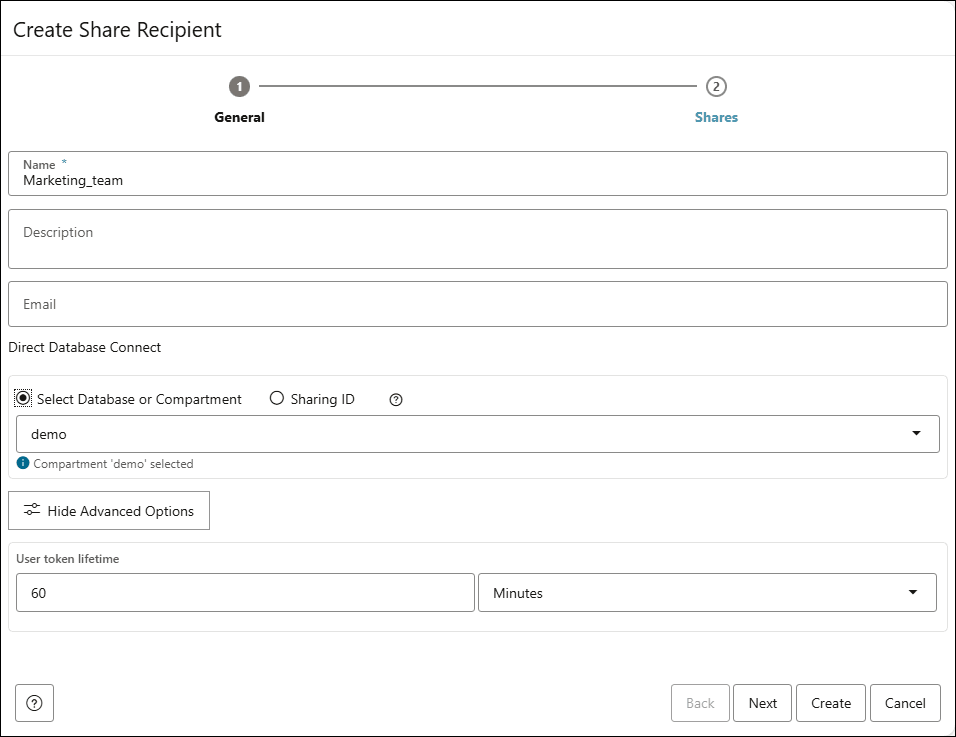 A continuación se incluye la Descripción de create-share-recipients-general-tab.png