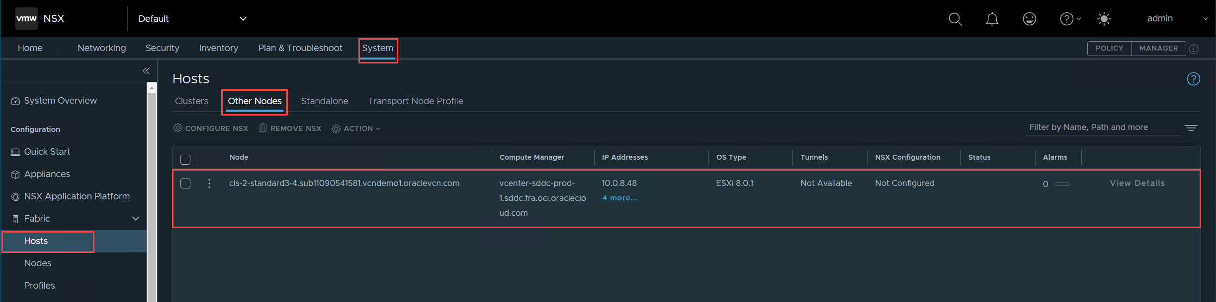 NSX: Validar estado de host