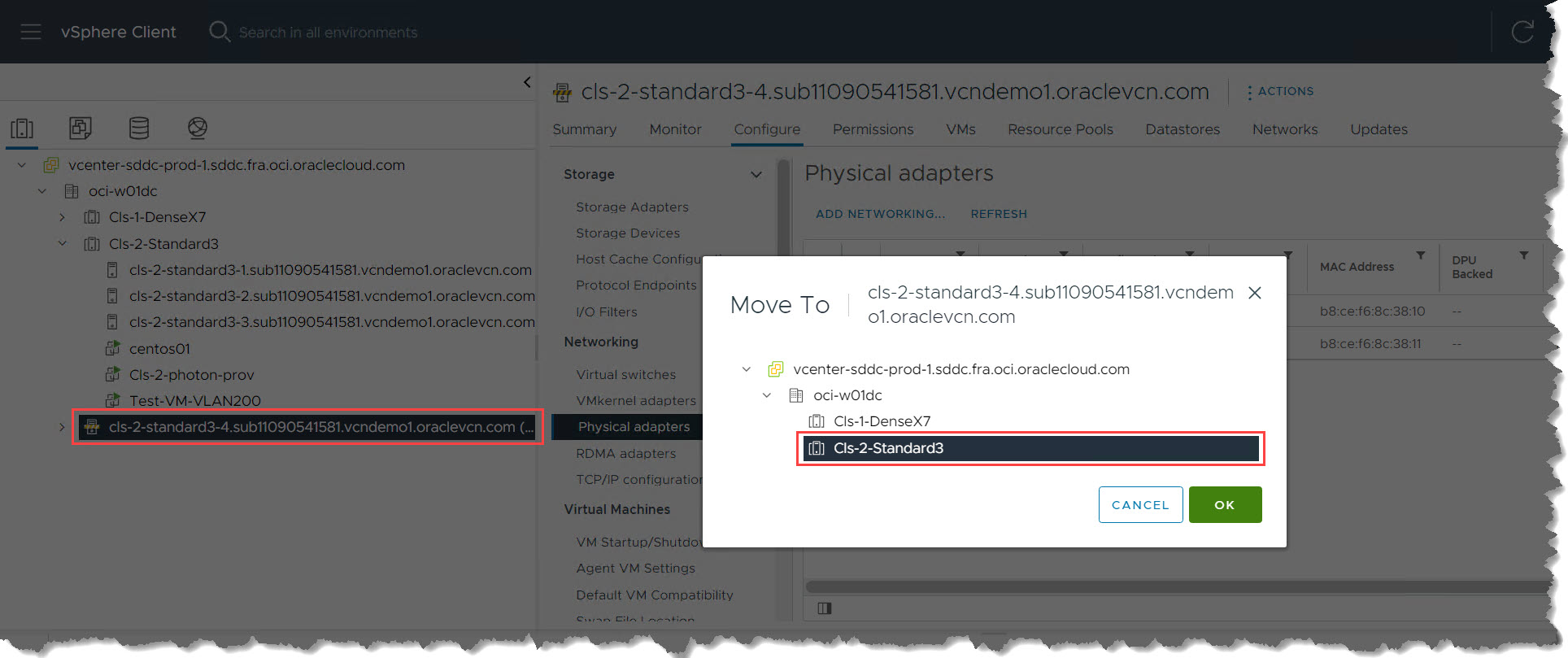 vCenter: mueve el host al cluster