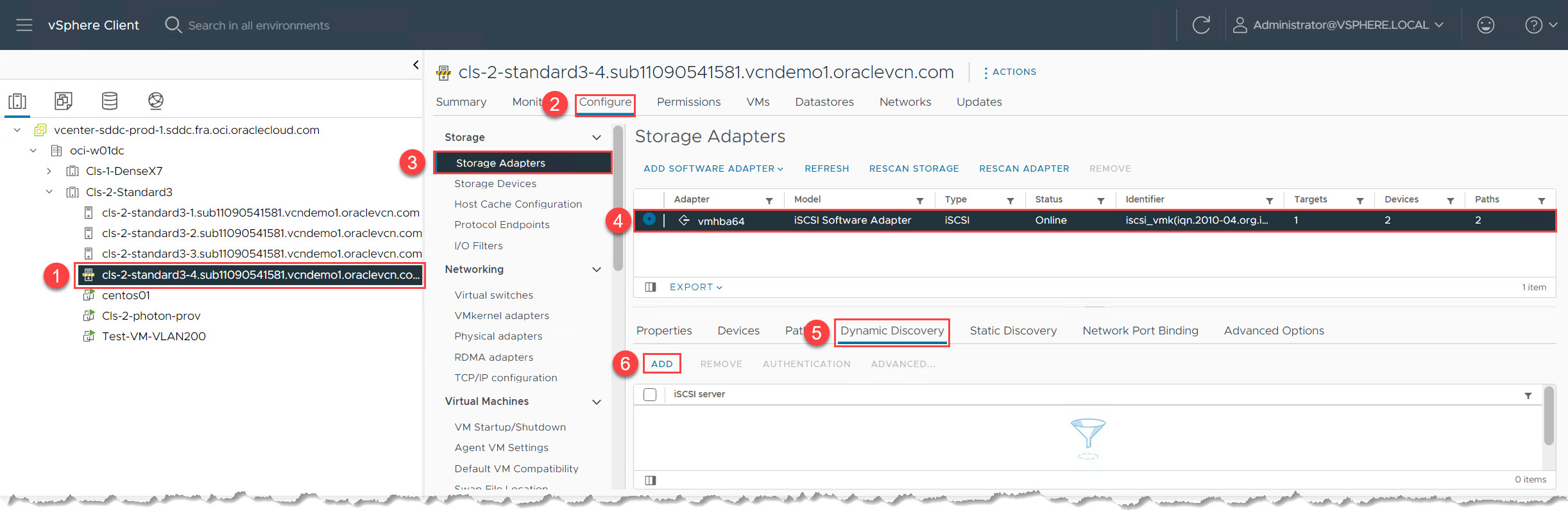 Adaptadores iSCSI: detección dinámica