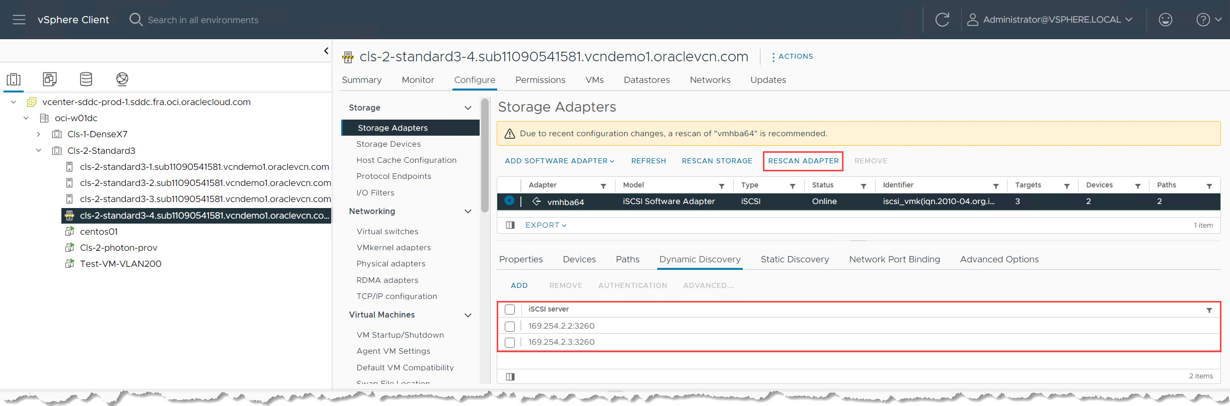 Volver a analizar adaptadores iSCSI