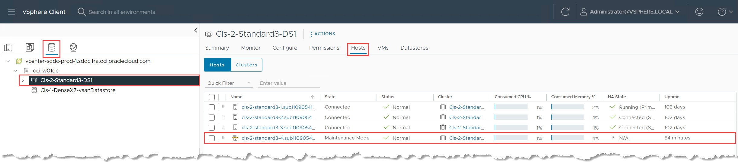 Confirmar disponibilidad de almacén de datos en host