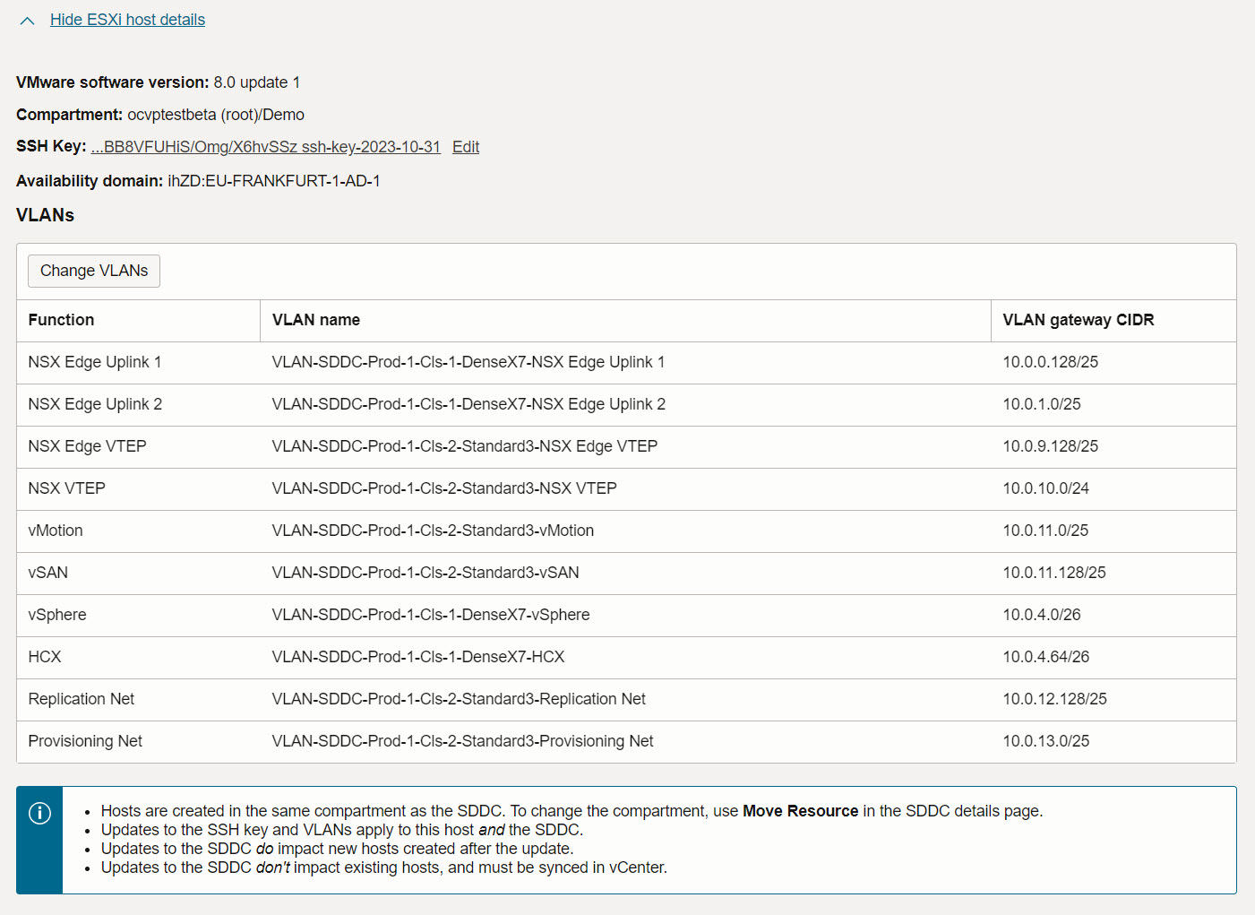 Crear host ESXi: detalles adicionales