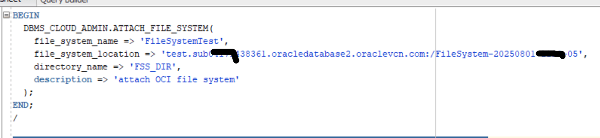 Imagen en la que se muestra cómo asociar el sistema de archivos a Autonomous Database