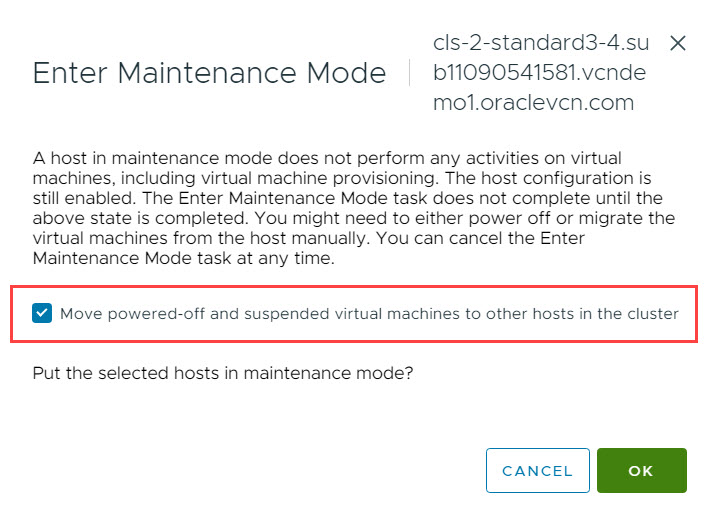 vCenter - Unidad estándar: entrar en modo de mantenimiento