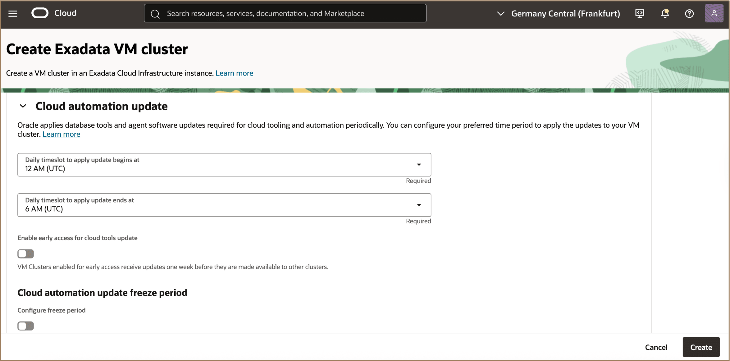 Imagen en la que se muestra la actualización de configuración de automatización en la nube durante el aprovisionamiento de clusters de VM