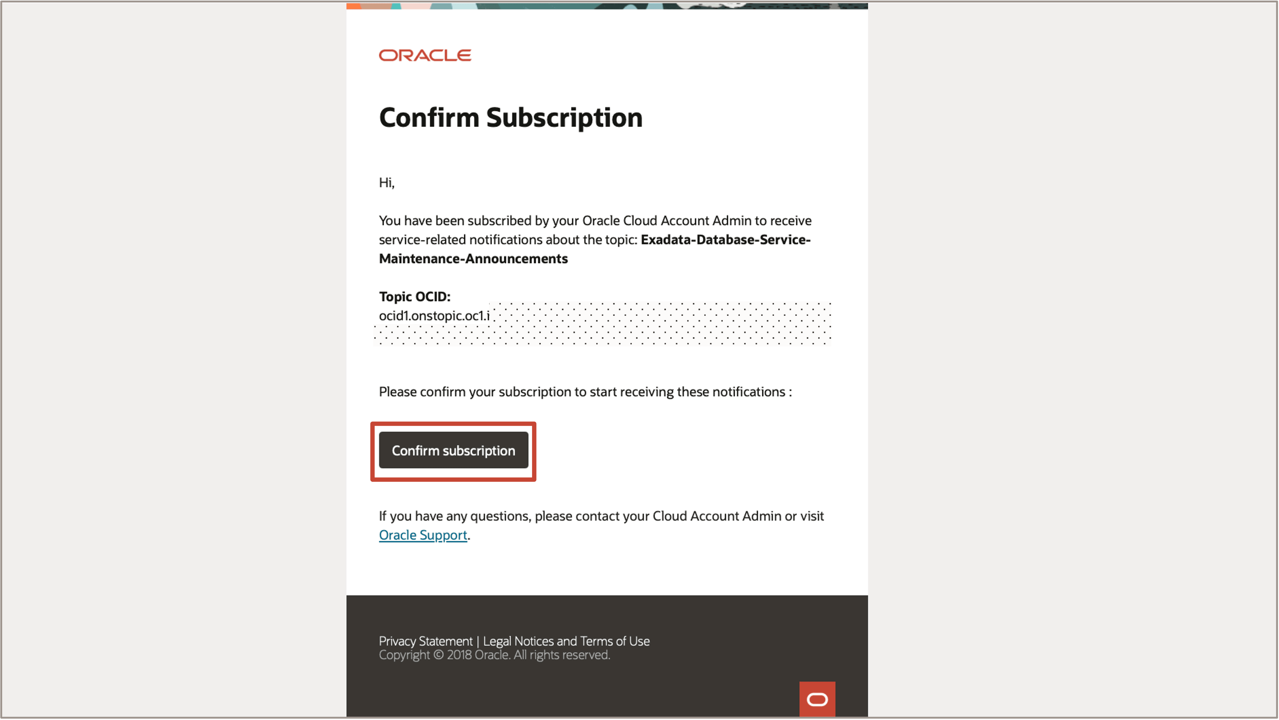 Imagen en la que se muestra el tema Notifications y la configuración de la suscripción