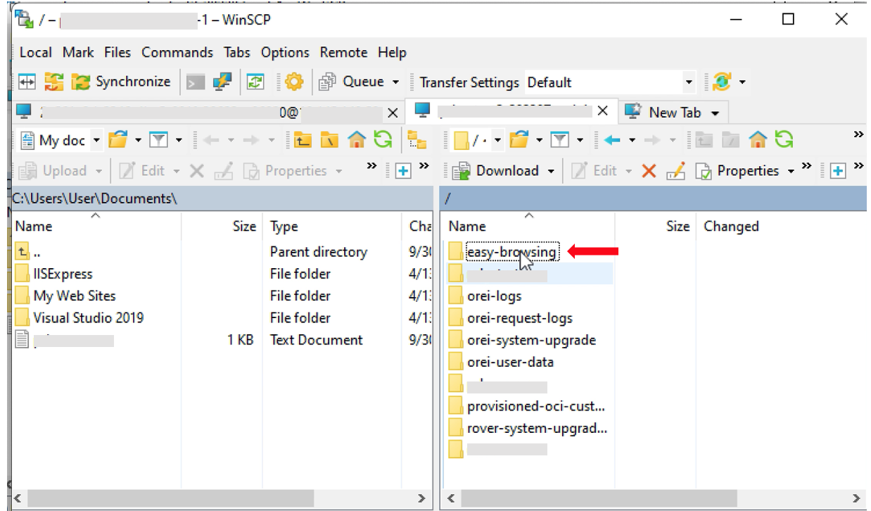Lista de cubos presentada como carpeta a través de WinSCP Imagen 6