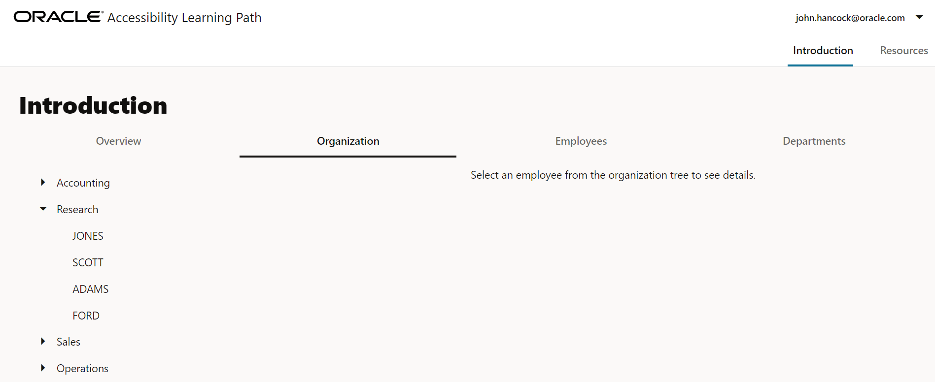Página de Organización