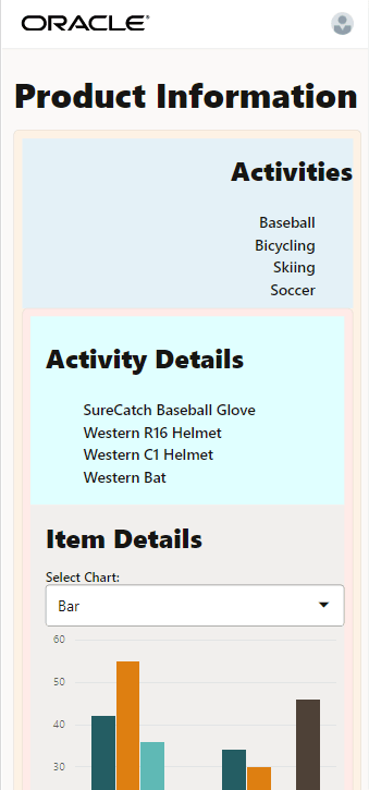 La aplicación se muestra para un tamaño de pantalla pequeño