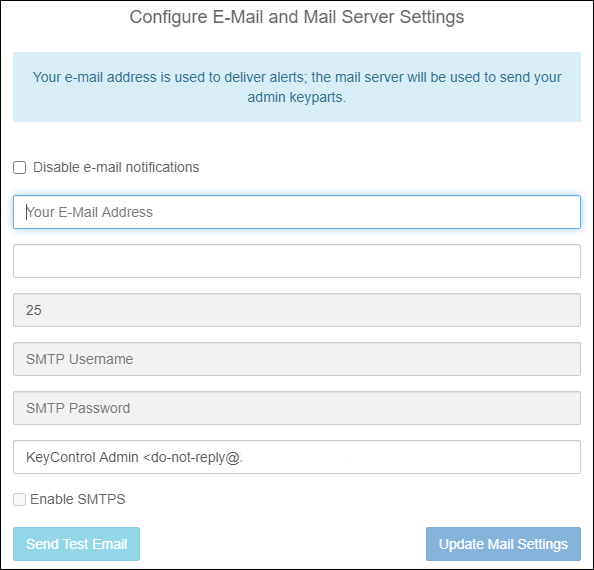 CUADRO DE DIÁLOGO CONFIGURACIÓN DEL SERVIDOR DE CORREO ELECTRÓNICO Y CORREO