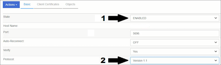 OPCIONES DE KMIP CONFIGURADAS