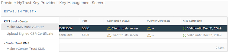 CONVERTIR KMS TRUST EN VCENTER