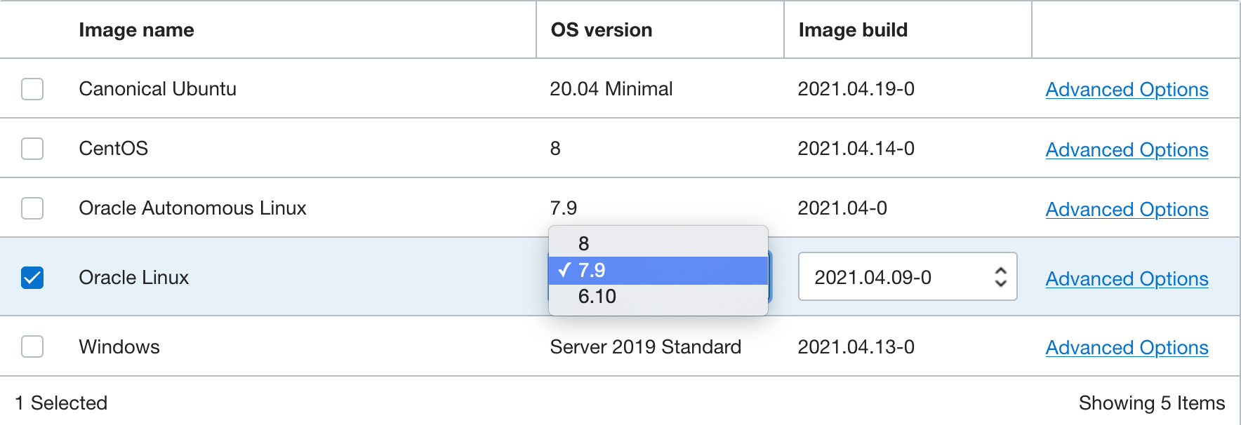 Elija Oracle Linux 7.9