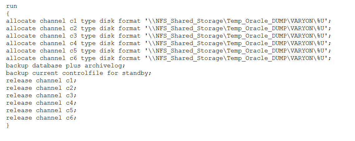 Script de copia de seguridad de RMAN para Windows