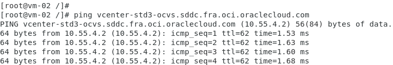 Segmento de superposición de NSX-T de OCVS para la comunicación vCenter del SDDC de Oracle Cloud VMware Solution Política de DR