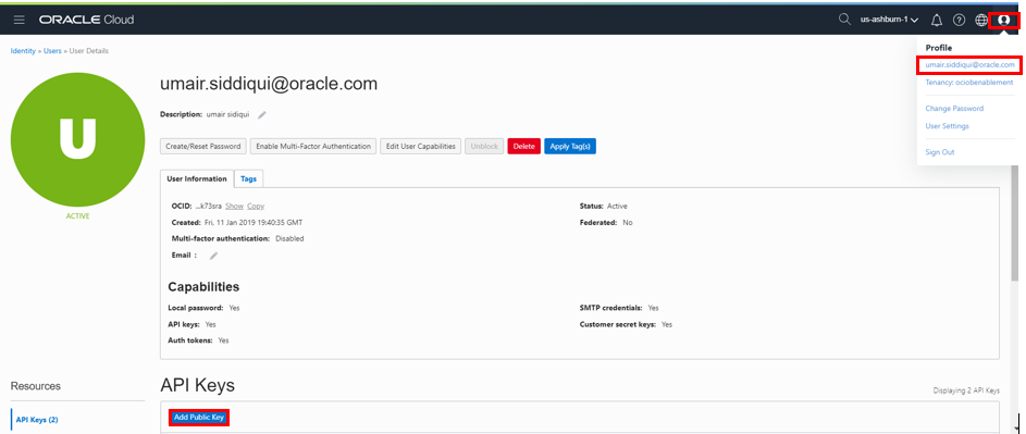 Botón Agregar clave pública