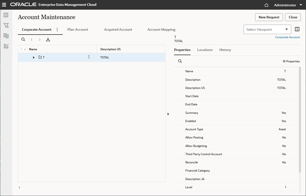 Vue de maintenance de compte