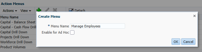 Menu Action Créer une gestion des employés
