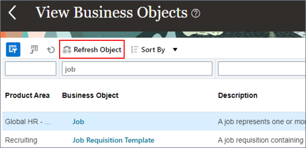 Cliquez sur Refresh Object.