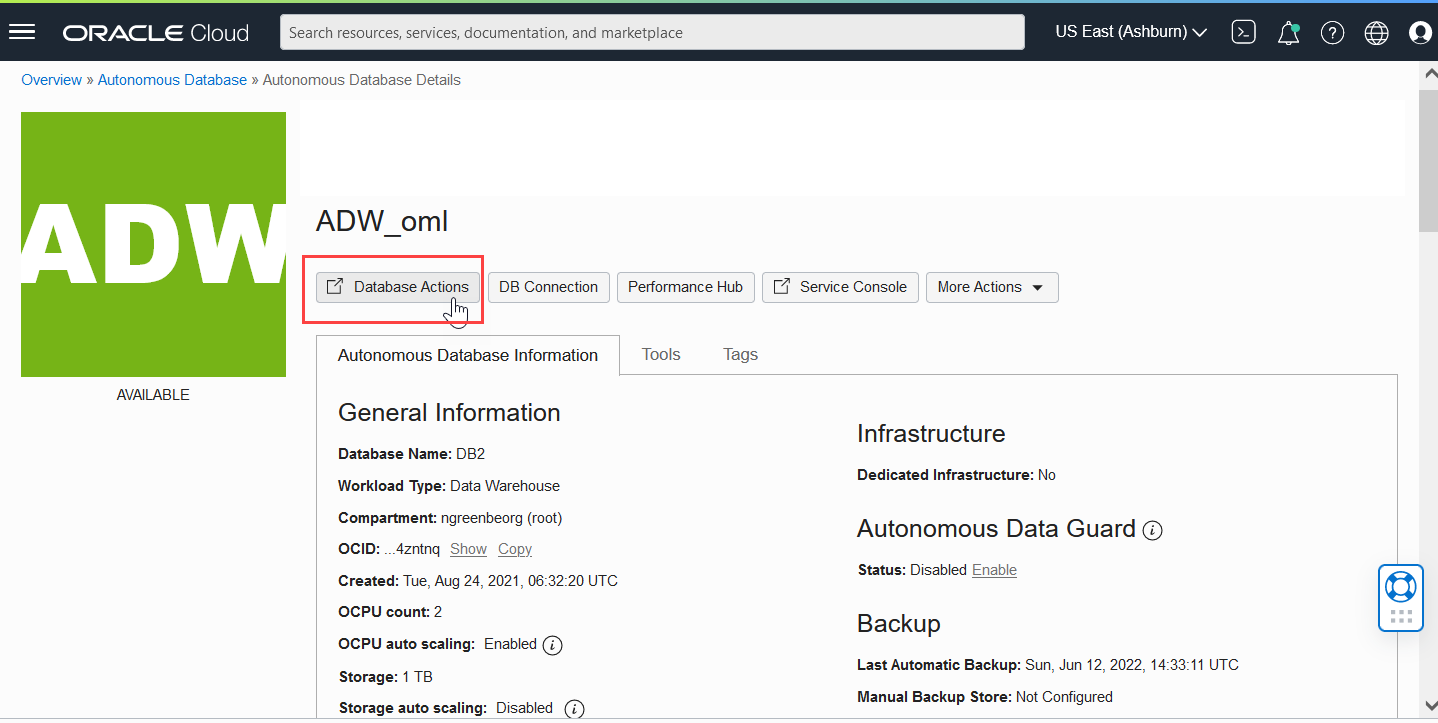 Database Actions