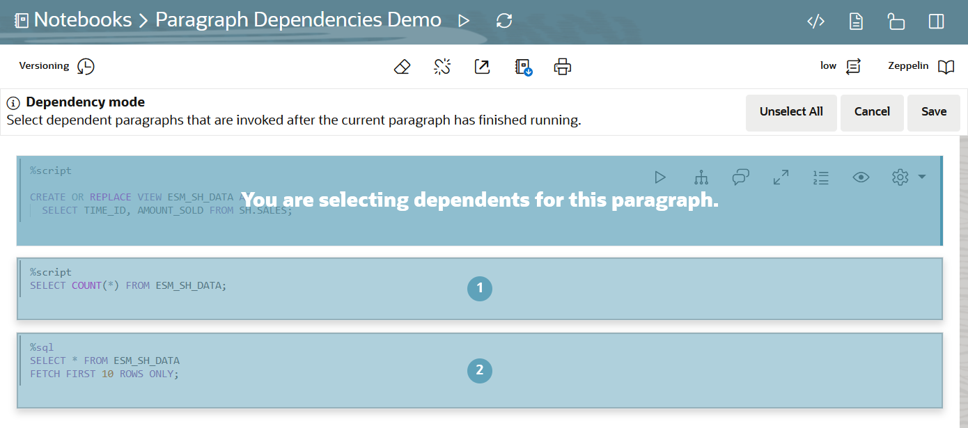 Sélectionner un paragraphe dépendant