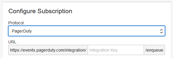 Section de clé d'intégration du point d'extrémité PagerDuty.