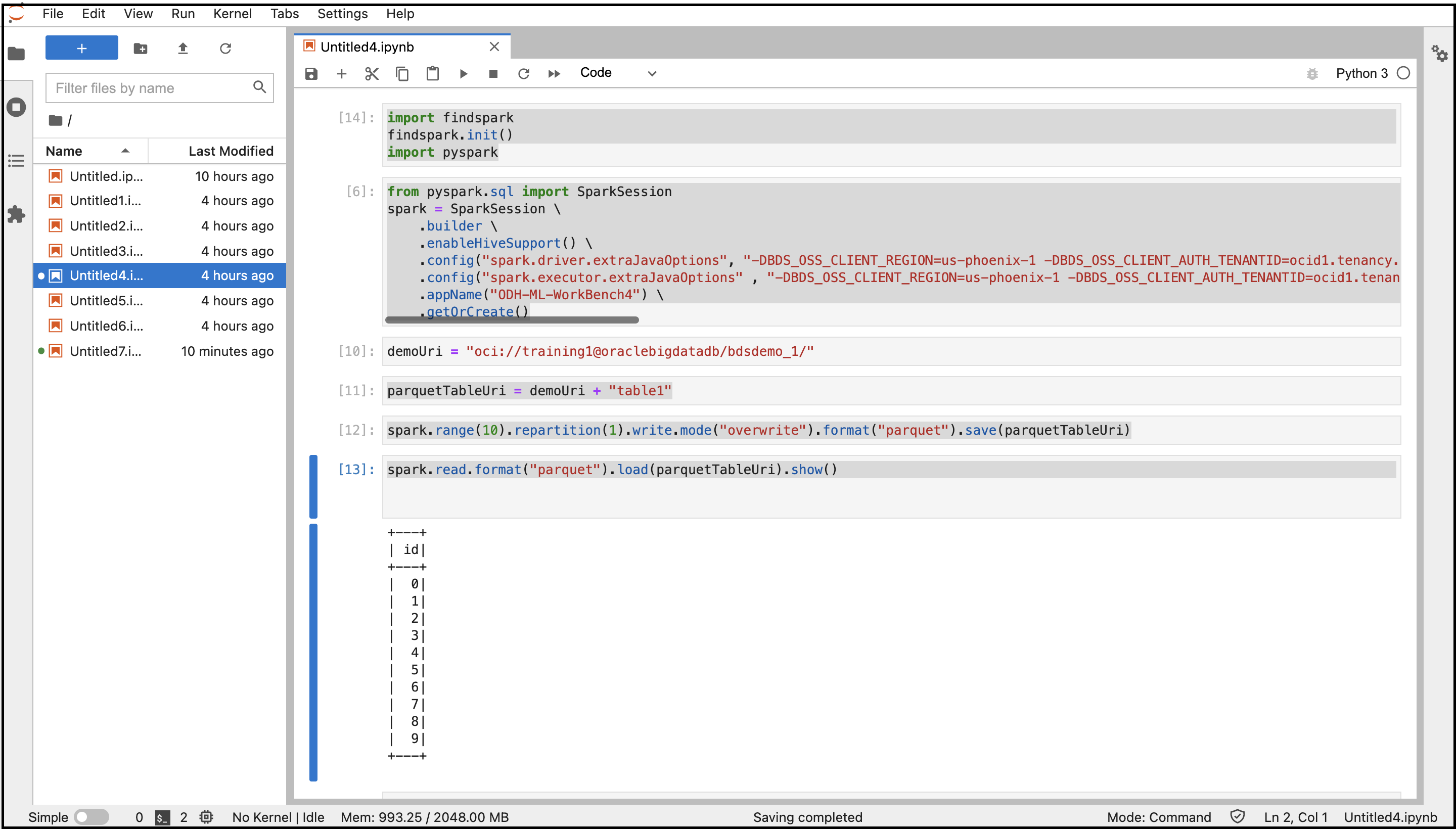 Accéder au stockage d'objets dans Jupyter