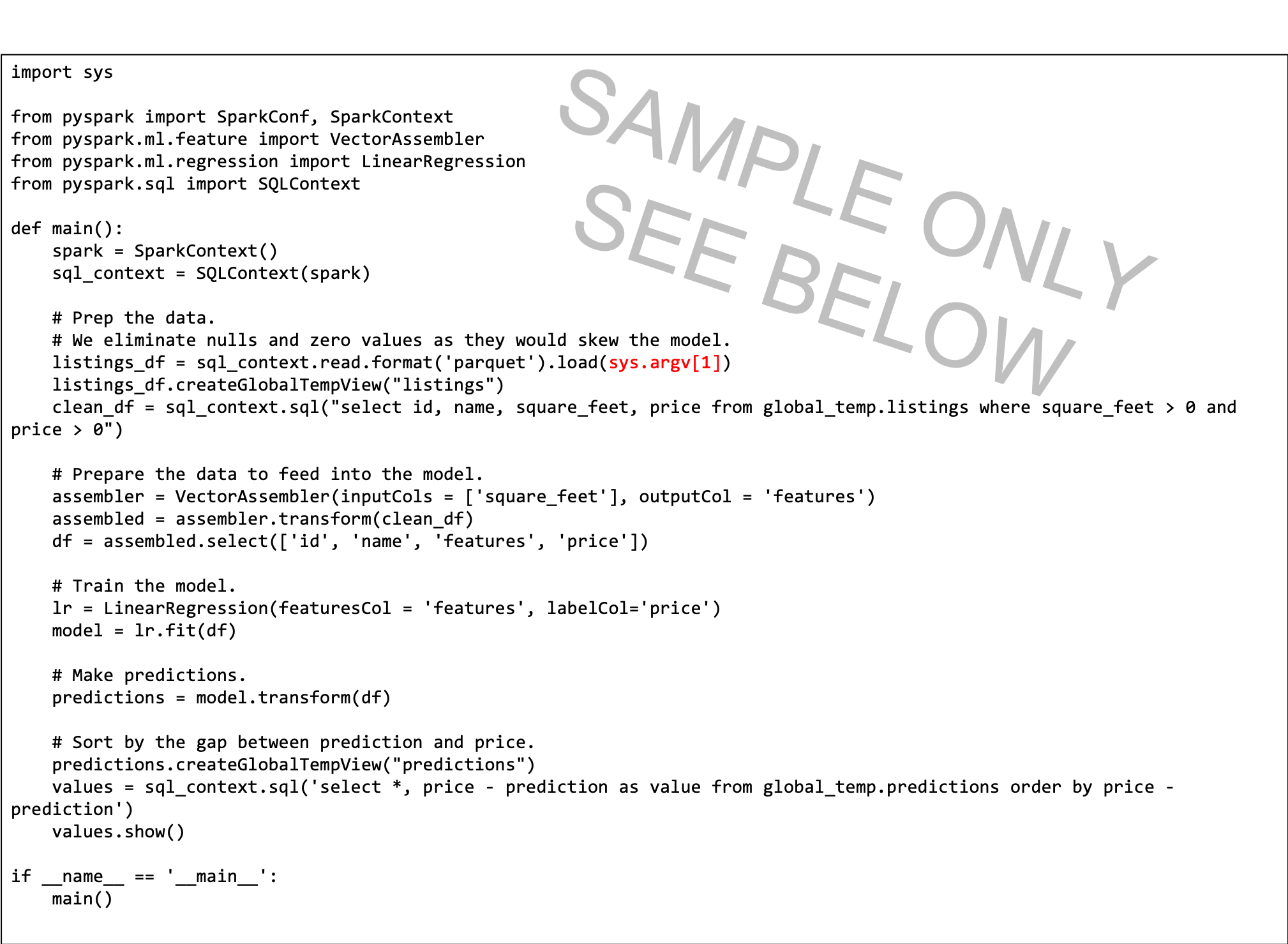 Exemple de code PySpark.