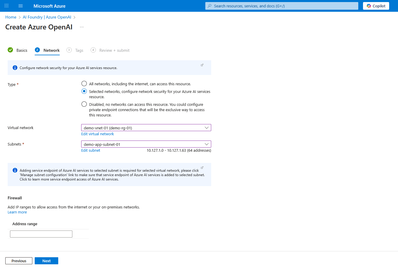 Cette capture d'écran illustre comment créer Azure OpenAI.