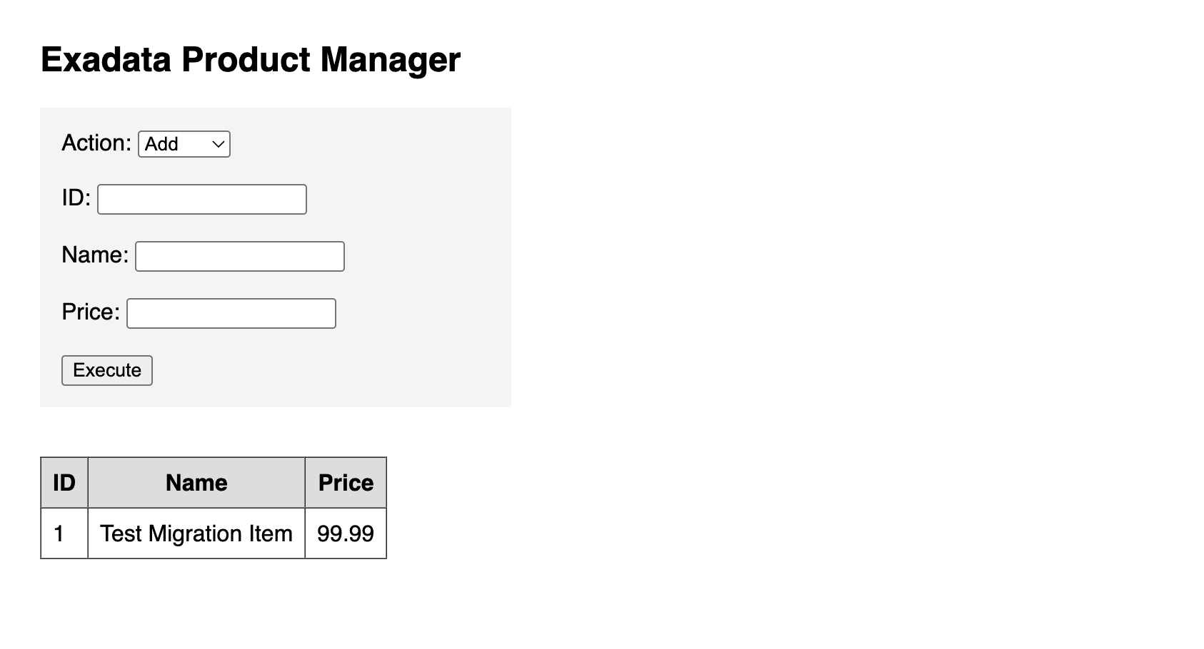 Cette capture d'écran présente l'interface utilisateur permettant de gérer les produits.
