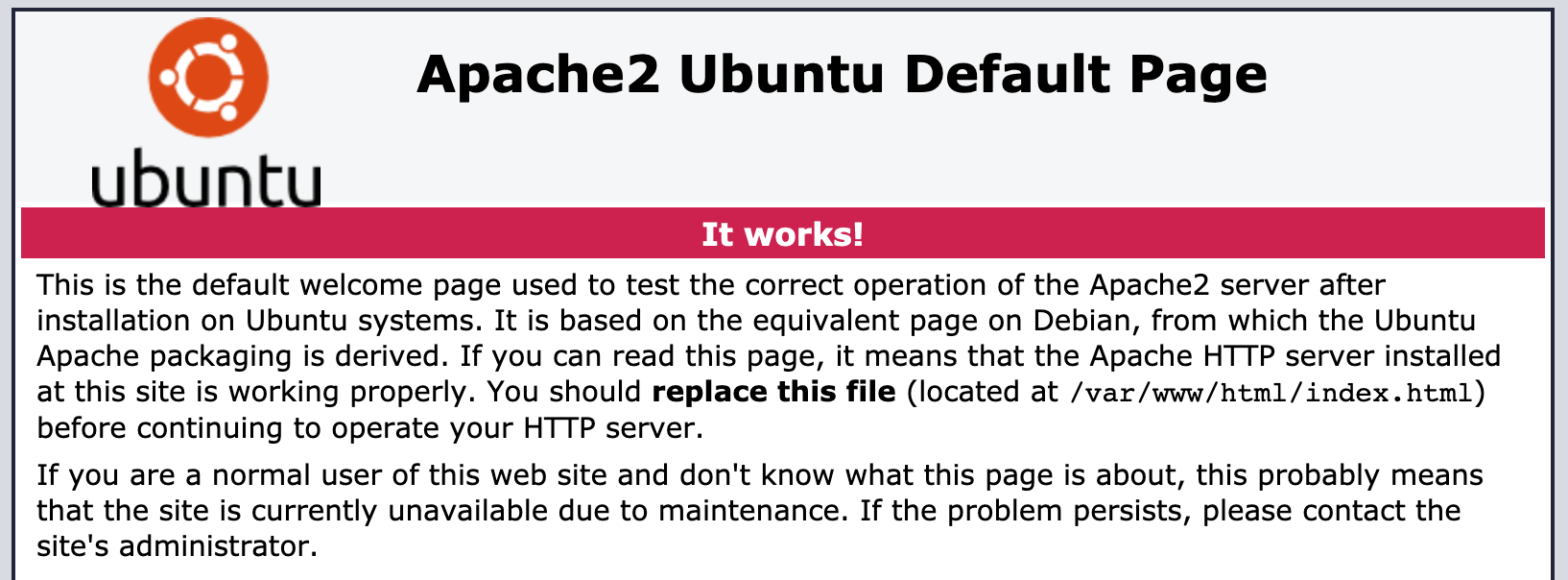Page de test du serveur Apache
