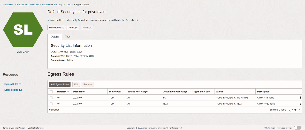 Exemples de règles de trafic sortant vers les ports 443 et 1522 Exemples de règles de trafic sortant vers les ports 443 et 1522