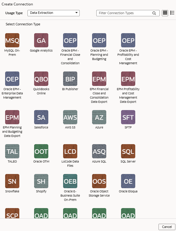 Type de connexion Oracle Eloqua