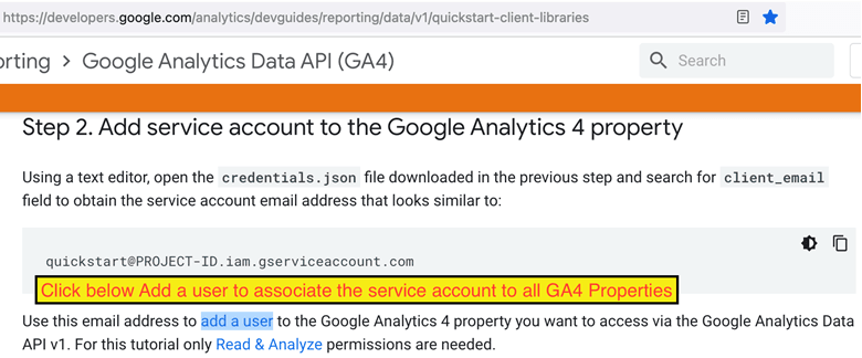 Activer les API Google Analytics