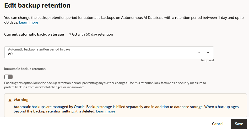 Une description de adb_backup_edit_retention_link.png suit