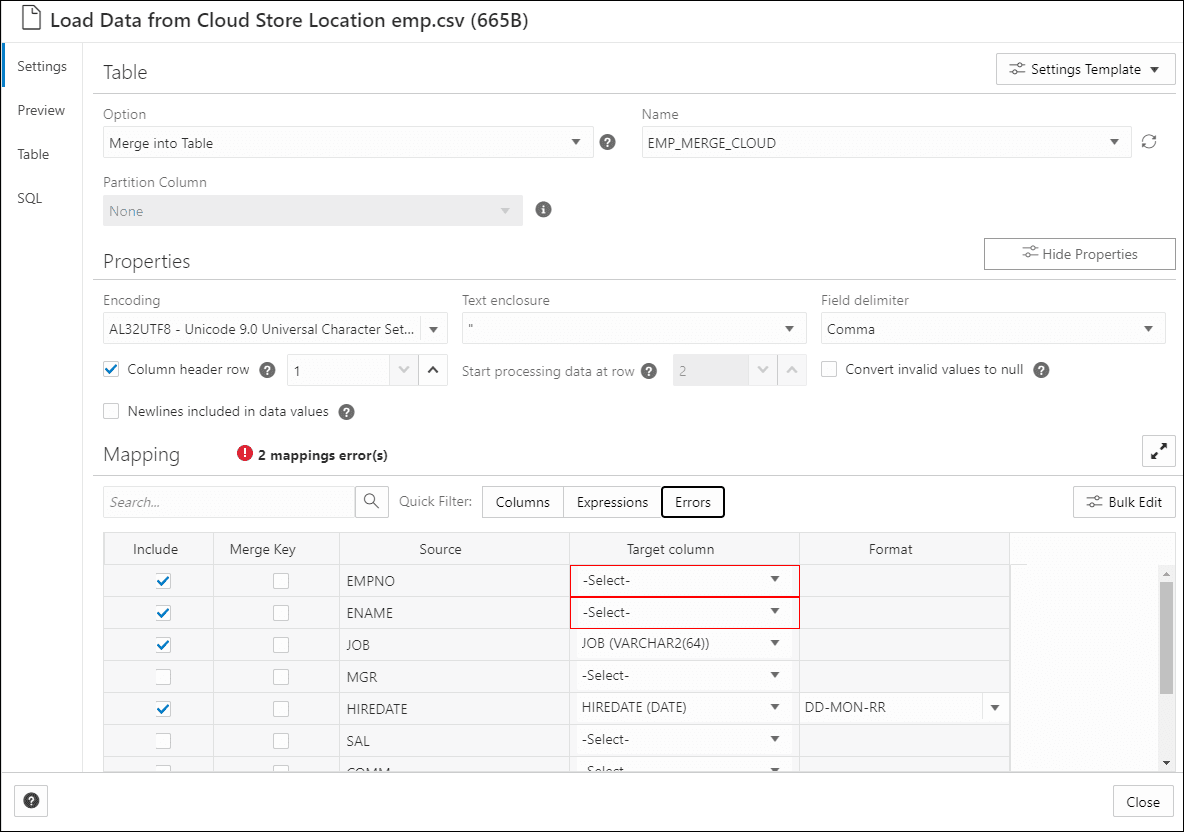 Description du mappage-error.png :