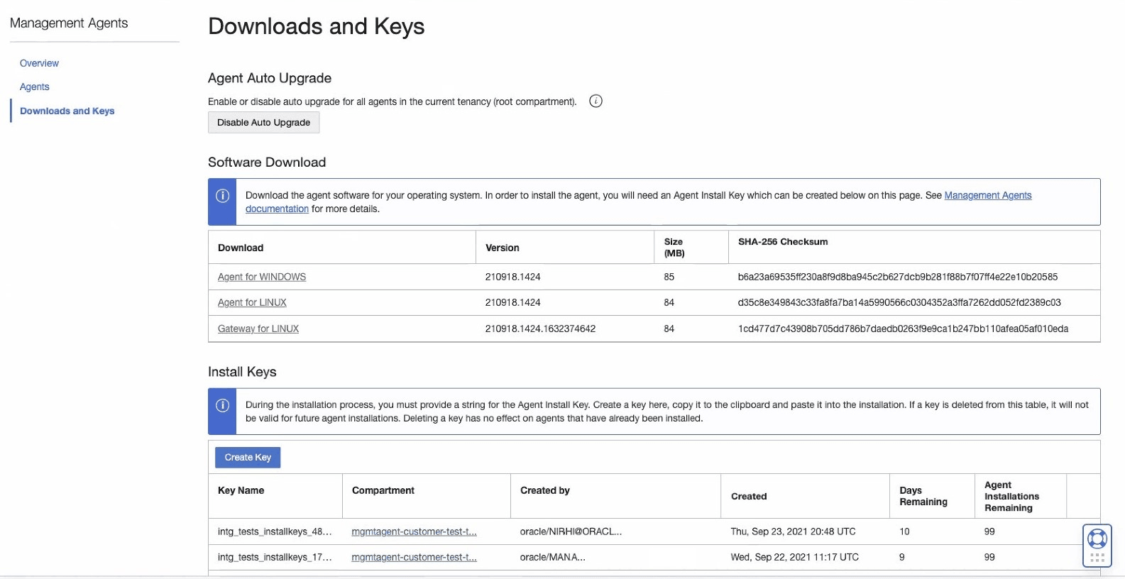 Page Téléchargements et clés montrant la section Téléchargement du logiciel en haut avec un lien pour télécharger le fichier du logiciel.