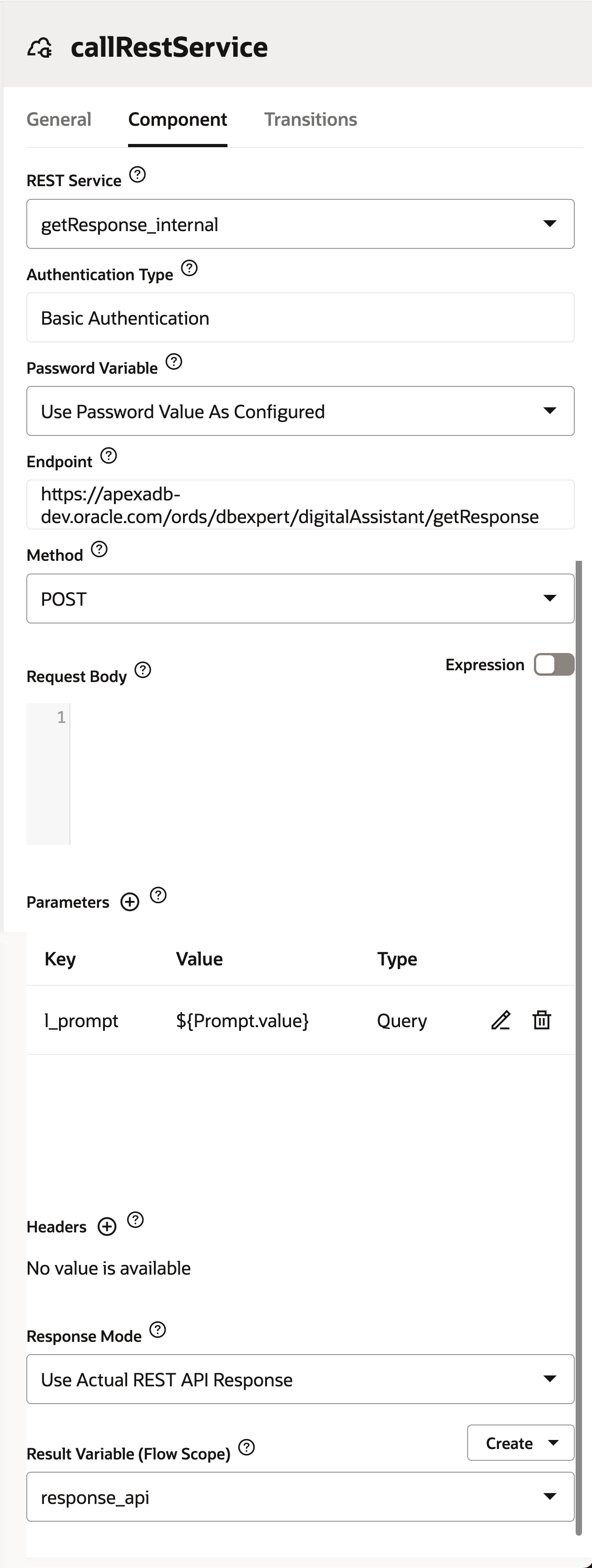 Oracle Digital Assistant - Appeler le service REST
