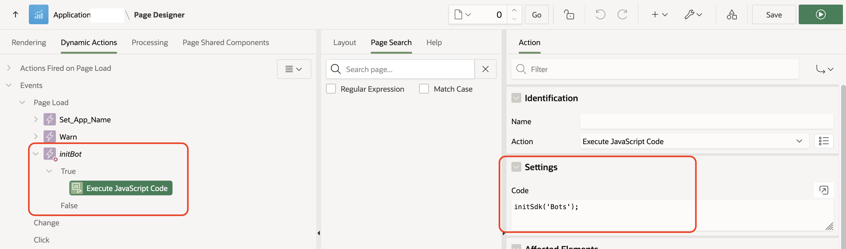 Événement d'application APEX pour l'initialisation de l'agent conversationnel