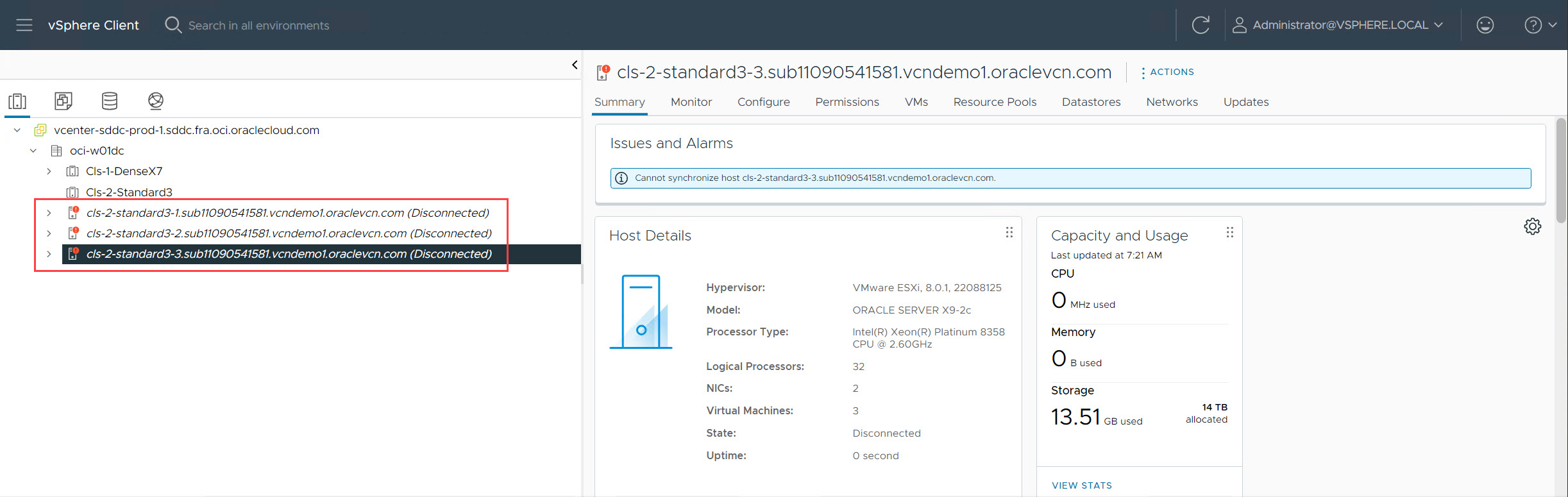 vCenter - Déconnecter tous les hôtes vCenter - Déconnecter tous les hôtes