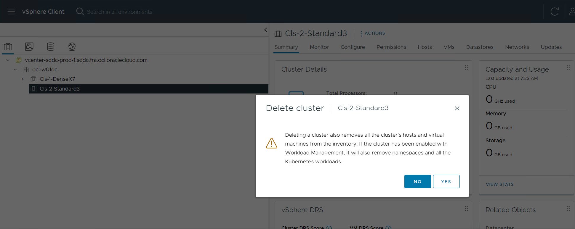 vCenter - Supprimer la grappe vCenter vCenter - Supprimer la grappe vCenter