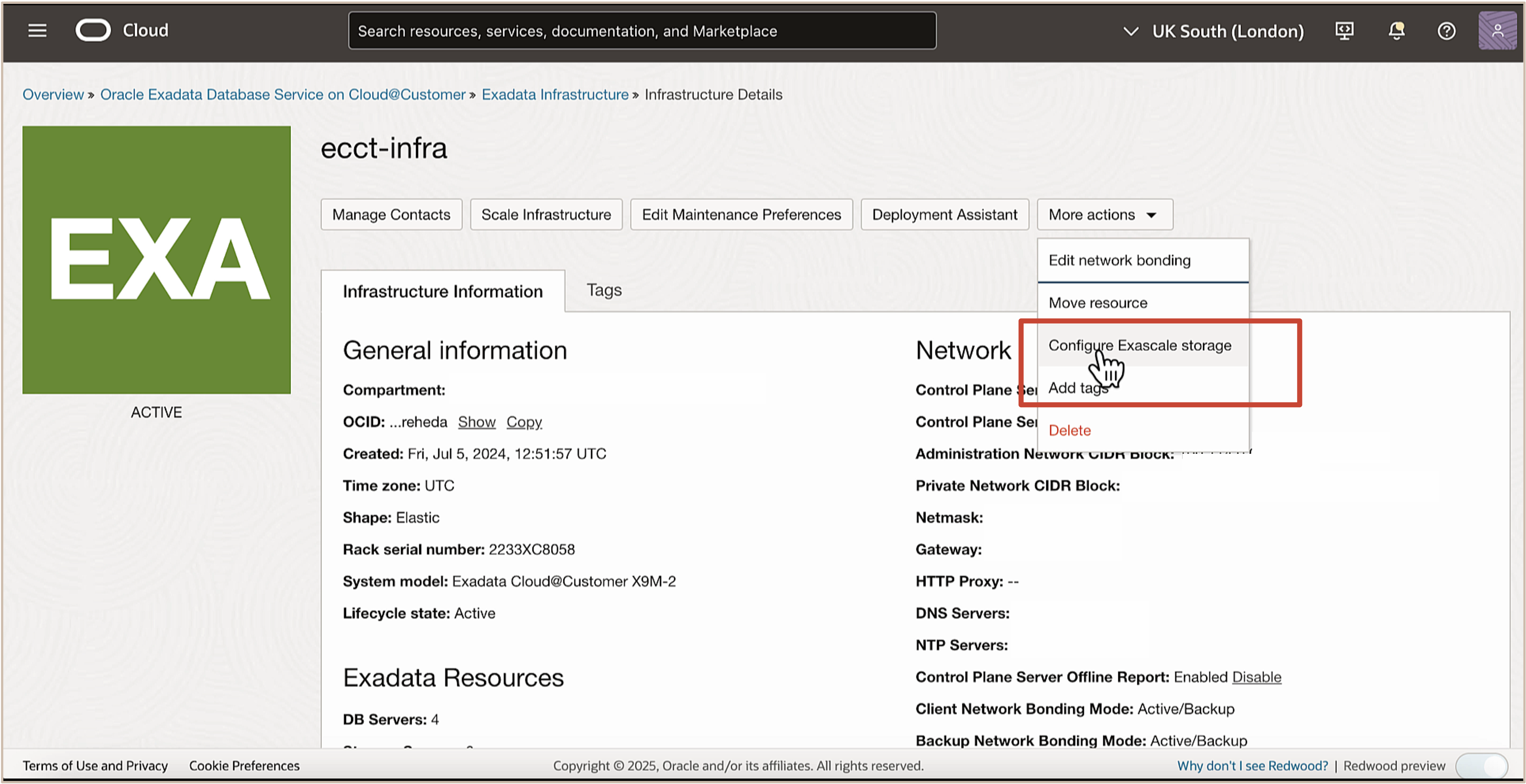 Image présentant le bouton Configurer le stockage exaflopique à partir d'autres actions Image présentant le bouton Configurer le stockage exaflopique à partir d'autres actions